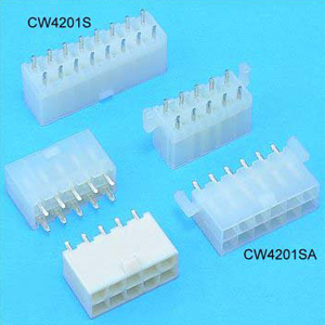 CW4201S, CW4201SA 0.165"(4.20mm) Pitch Power Dual Row Connectors Wafer