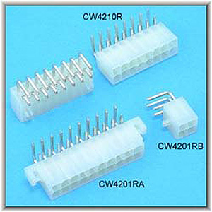CW4201R, CW4201RA 0.165"(4.20mm) Pitch Power Dual Row Connectors Wafer