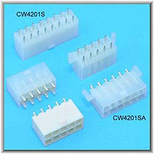CW4201S, CW4201SA 0.165"(4.20mm) Pitch Power Dual Row Connectors Wafer